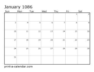 1086 Monthly Calendar