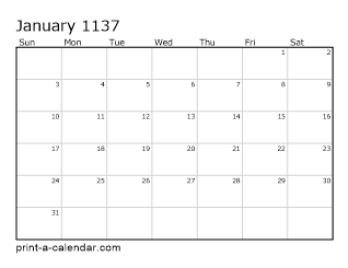 1137 Monthly Calendar