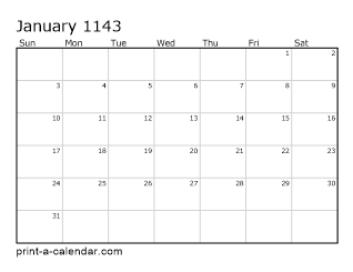 1143 Monthly Calendar