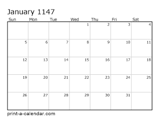 1147 Monthly Calendar