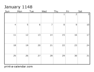 1148 Monthly Calendar