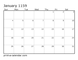 1159 Monthly Calendar