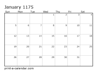 1175 Monthly Calendar