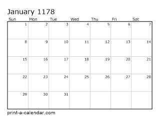 1178 Monthly Calendar