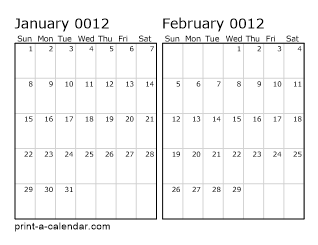 Two Horizontal Months 12