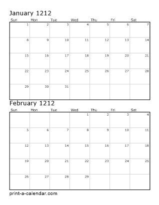 Two Vertical Months 1212