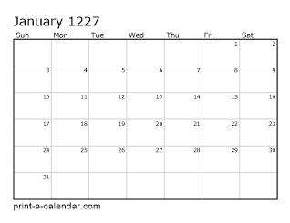 1227 Monthly Calendar