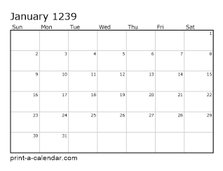 1239 Monthly Calendar