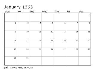 1363 Monthly Calendar