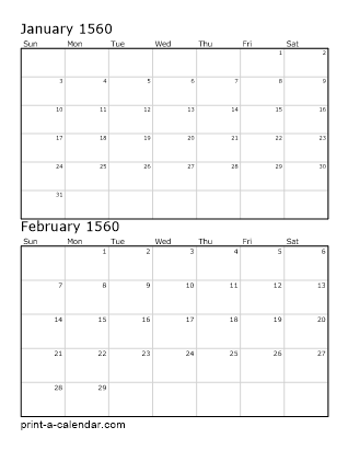 Two Vertical Months 1560