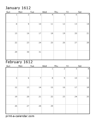 Two Vertical Months 1612