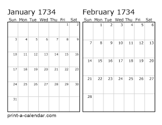 Two Horizontal Months 1734