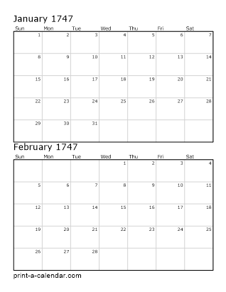 Two Vertical Months 1747