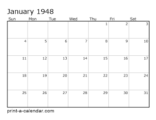 1948 Monthly Calendar