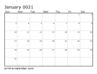 21 Monthly Calendar