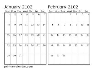 Two Horizontal Months 2102