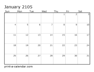 2105 Monthly Calendar