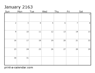 2163 Monthly Calendar