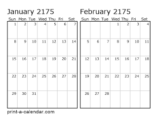 Two Horizontal Months 2175