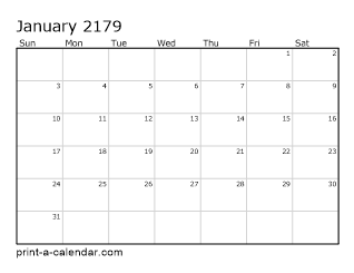 2179 Monthly Calendar