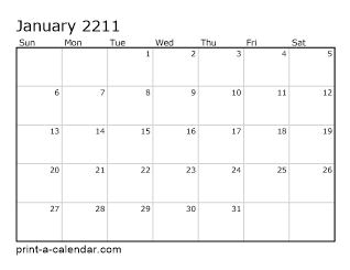 2211 Monthly Calendar