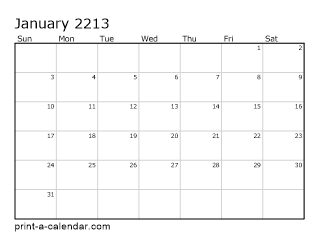 2213 Monthly Calendar