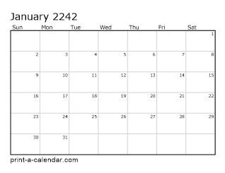 2242 Monthly Calendar