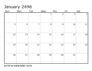 2498 Monthly Calendar