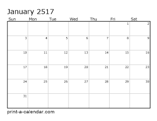 2517 Monthly Calendar