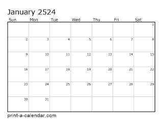 2524 Monthly Calendar