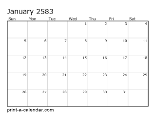 2583 Monthly Calendar