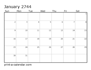 2744 Monthly Calendar