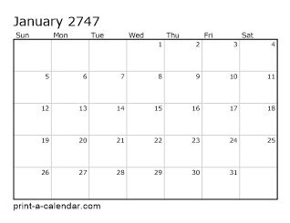 2747 Monthly Calendar