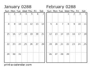 Two Horizontal Months 288