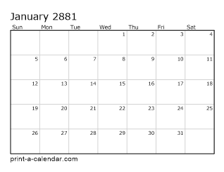 2881 Monthly Calendar