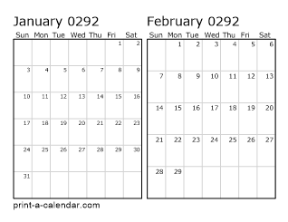 Two Horizontal Months 292