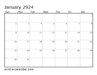 2924 Monthly Calendar