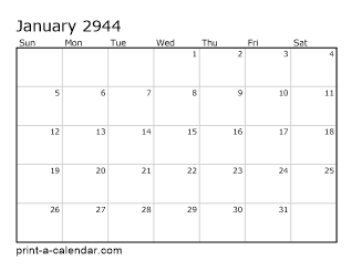 2944 Monthly Calendar