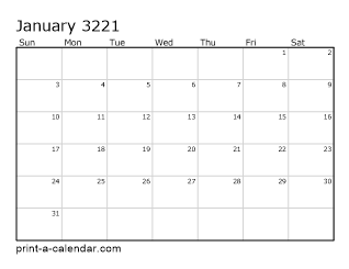 3221 Monthly Calendar