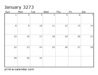 3273 Monthly Calendar