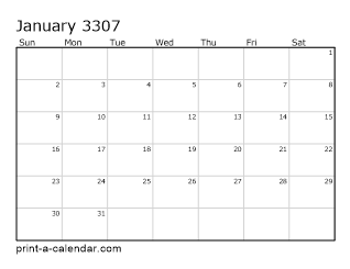 3307 Monthly Calendar