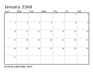 3368 Monthly Calendar