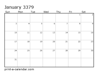 3379 Monthly Calendar