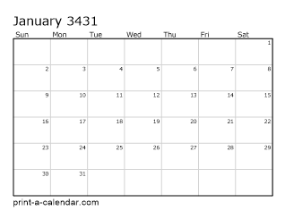 3431 Monthly Calendar