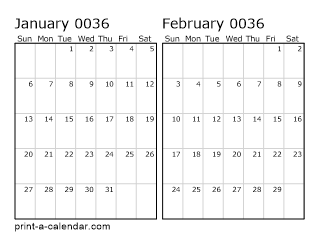 Two Horizontal Months 36