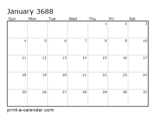 3688 Monthly Calendar