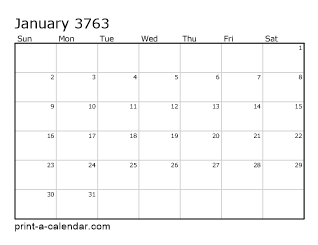 3763 Monthly Calendar