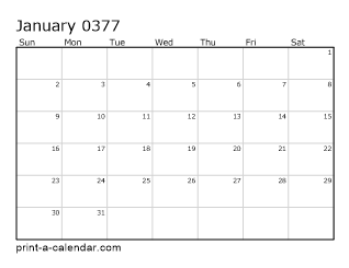 377 Monthly Calendar
