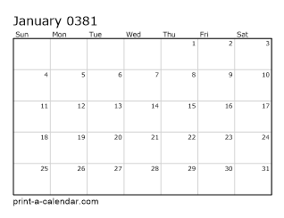 381 Monthly Calendar