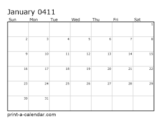 411 Monthly Calendar